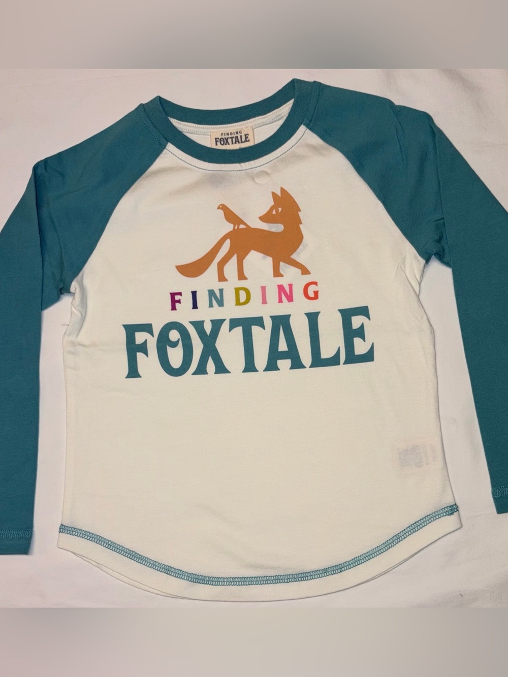 Finding Foxtale Raglan Tee with Rainbow Logo sz 5 NWT
